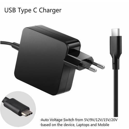 20V 3.25A 65W 5V 2A USB C Type C Laptop Mobile Phone Power Adapter Charger for Lenovo Asus HP Dell Xiaomi Huawei Google 4 Plug