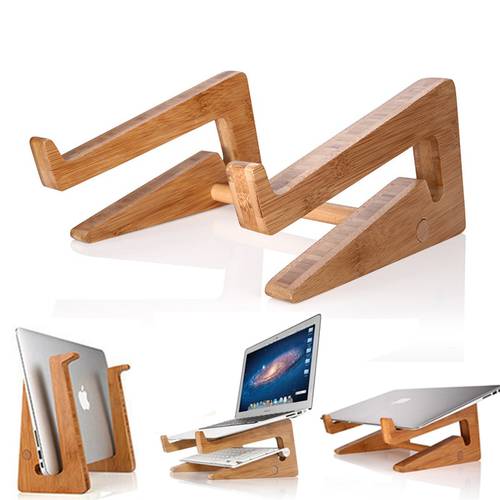 Bamboo Laptop Stand 13-15 Inch Notebook Storage Increased Height Cooling Stand for DELL Macbook Air Pro Vertical Base Bracket PC