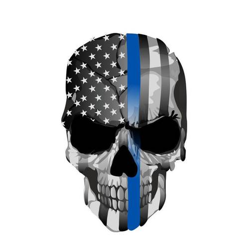 11*17CM Thin Blue Line Punisher Skull Personalized Laptop Stickers Car Motorcycle Decals for Macbook Air Pro 13 15 Vinyl Sticker