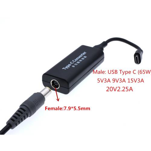 45W USB Type C Adapter Charger Converter Dc Power Jack Connector for Laptop Mobile Phones 7.9*5.5mm Female to USB Type C Adaptor