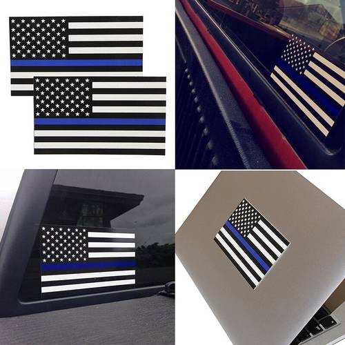 5 PCS Police Officer Thin Blue Line American Flag Decal Car Computer Stickers Graphic