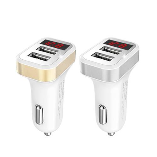 2.1A Dual USB Port Digital LED Voltage Current Display Car Charger Charging Adapter For iPhone iPad Samsung Xiaomi LG Huawei