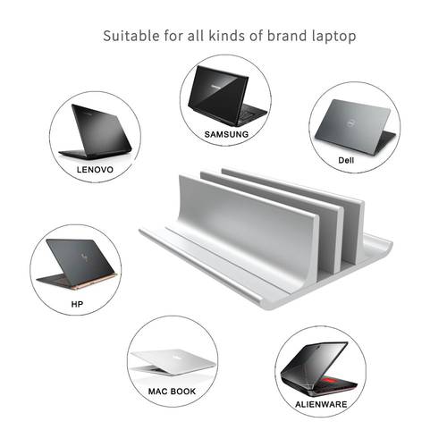 Single/Double Slot Vertical Laptop Stand Aluminum Alloy Desktop Holder with Adjustable Dock for Notebook Computer Tablets Loptop