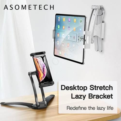 Mobile Phone Tablet Holder Adjustable Desktop kitchen Bracket Wall Mount Stand For 5-15 inch iPhone iPad Pro 12.9 Tablet Phones