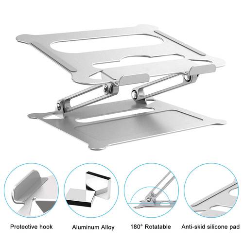Laptop Stand Aluminium Alloy Adjustable , Aluminum Laptop Holder Multi-Angle Stand Heat Release Foldable Laptop Notebook Stand