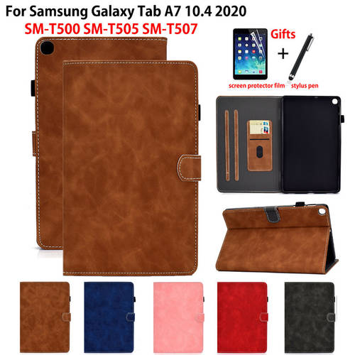 Case For Samsung Galaxy Tab A7 10.4 2020 Cover SM-T500 SM-T505 SM-T507 Coque Funda Tablet Soft Shockproof Flip Shell +Gift