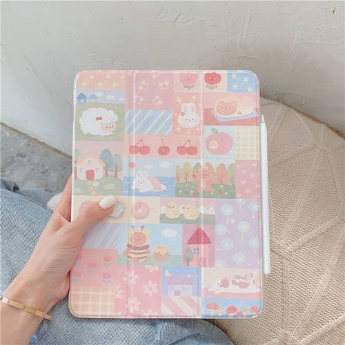 Cute Cartoon With Pencil Slot Case For iPad AIR 3 10.9 10.5 Pro 2020 11 inch Cases 2019 for iPad 2018 Air2 9.7 Mini 5 Cover Capa