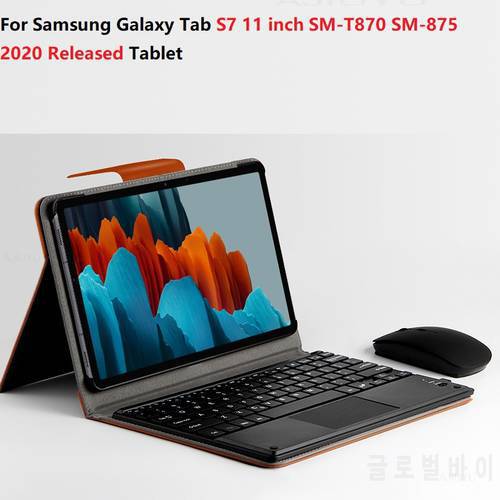 T870 Cover For Samsung Galaxy Tab S7 11 SM-T870 SM-T875 Tablet case Leather stand funda with Wireless Bluetooth keyboard + Film