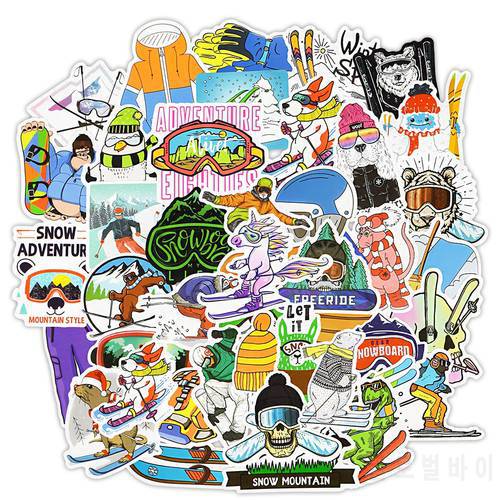 50PCS Winter Ski Stickers Winter Sports Vinyl Stickers for Macbook Computers Laptop Phone Notebook Luggage Waterproof PVC Decals