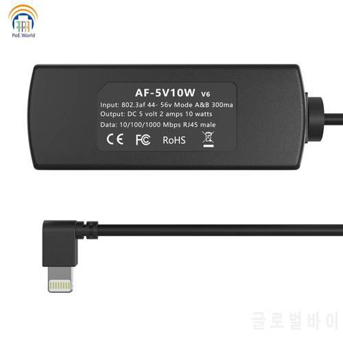 AF-5V10W Power over Ethernet 802.3af/at Input Adapter With 5V10Watt Output Male Apple Connector for Ipad Tablet Devices