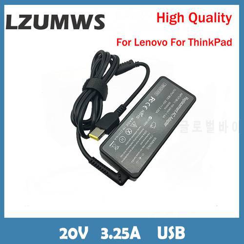 20V 3.25A 65W USB AC Laptop Charger Power Adapter With US Plug Cable For  Lenovo Thinkpad X301S X230S G500 G405 X1 Carbon E431 E531 T440s Yoga 13
