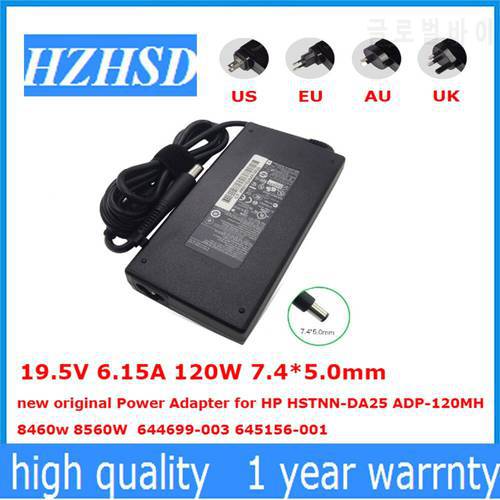 19.5V 6.15A 120W 7.4*5.0mm new original Power Adapter for HP HSTNN-DA25 ADP-120MH 8460w 8560W 644699-003 645156-001