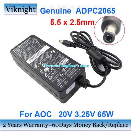 Genuine 20V 3.25V 65W Adapter ADPC2065 Charger For AOC Monitor AG322FCX 315LM00019 E2272PWUT/BS U2879VF 280LM00004 Power Supply