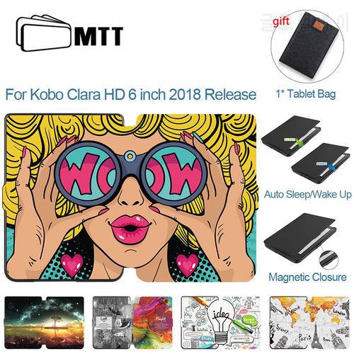 MTT Case For Kobo Clara HD 6 inch E-Book PU Leather Magnetic Smart Cover E-Reader 2018 Protective Funda Auto Sleep /Wake Up