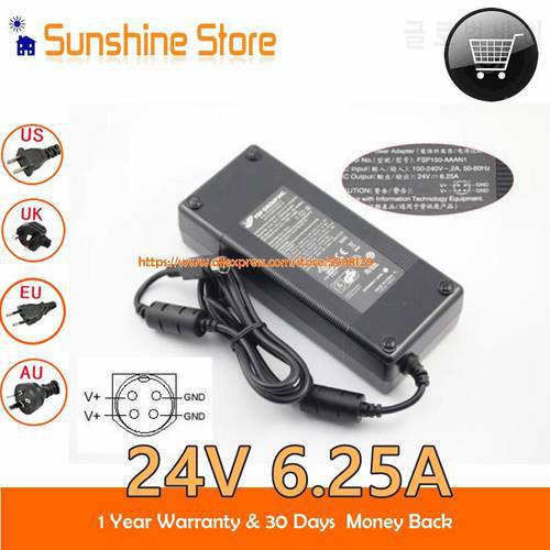 Genuine For FSP FSP150-AAAN1 AC Adapter 24V 6.25A 150W Power Supply For CWT CAT120241 WTS-2405S WTS-2405W REPLICATOR 2 9NA150171
