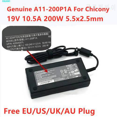 Genuine Chicony A11-200P1A 19V 10.5A 200W 5.5x2.5mm A200A007L AC Adapter For CLEVO P650HP6 P650RG P670RG P671RG Laptop Charger