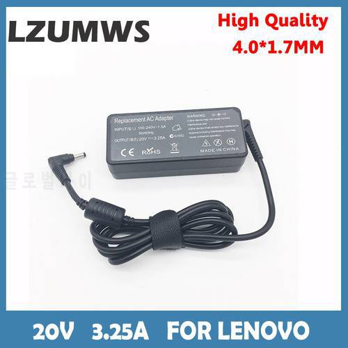 20V 3.25A 65W 4.0*1.7MM AC Laptop Charger For Lenovo 330S 320 IdeaPad100-15 B50-10 YOGA 510-14 Notebook Power Adapter With Plug