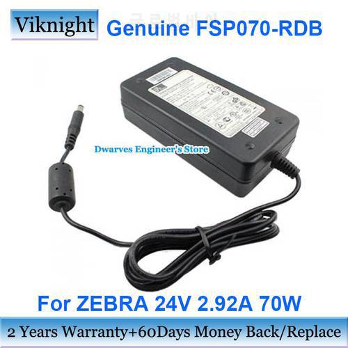 Genuine FSP070-RDB AC Adapter 24V 2.92A 70W Charger For Zebra 808099-001 9NA0700500 H00156097 Power Supply 6.5x3.0mm