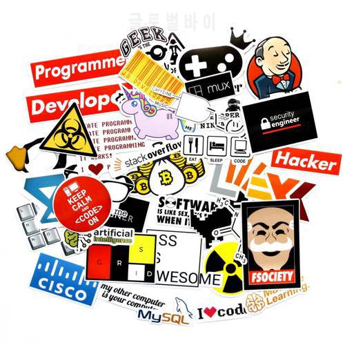 40 Pieces/set SQL Programming Geek Hacker Bitcoin developer Language APP Logo Funny Laptop Phone waterproof Stickers