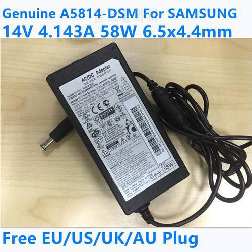 Original A5814_FPN A5814_DSM 14V 4.143A 4.14A 58W AC Adapter For SAMSUNG T24C730ND T24C550ND T27C350EW LCD Monitor Power Charger
