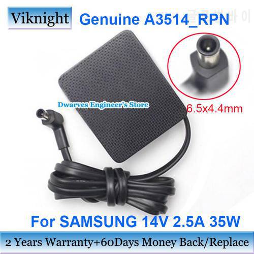Genuine A3514_RPN Monitor Charger Adapter 14V 2.5A 35W BN44-00990A For SAMSUNG Wall Power Supply 6.5x4.4mm