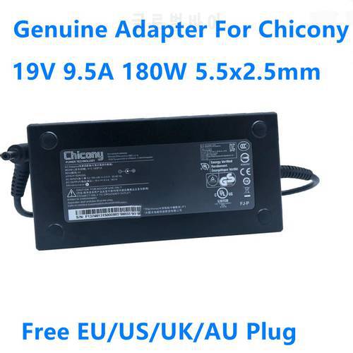 Genuine Chicony 19V 9.5A 180W A12-180P1A A180A004L AC Power Adapter For MSI GT780 MS-16F2 Clevo P150EM P650SG Laptop Charger