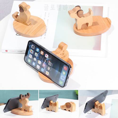 Wooden Universal Mini Smart Phone Table Desk Mount Stand Phone Holder Bracket for Cell Mobile Phone Tablets