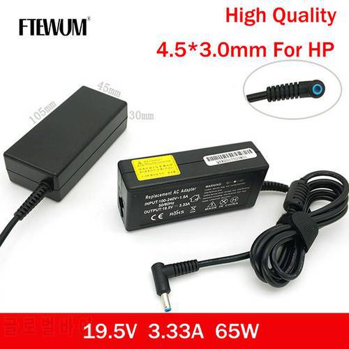FTEWUM Laptop 19.5V 3.33A 65W 4.5*3.0mm Adapter For HP Pavilion 15 PPP009C 15-J009WM Envy 17 6 14 FOR HP 14 G3 G4 chromebook 246