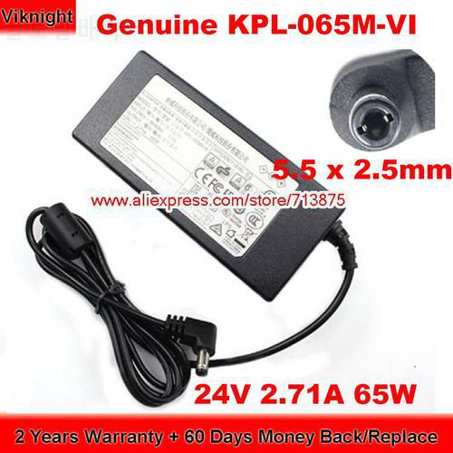 Genuine KPL-065M-VI AC Adapter 24V 2.71A 65W Charger for CWT KPL-065M-VL with 5.5 x 2.5mm Plug Power Supply