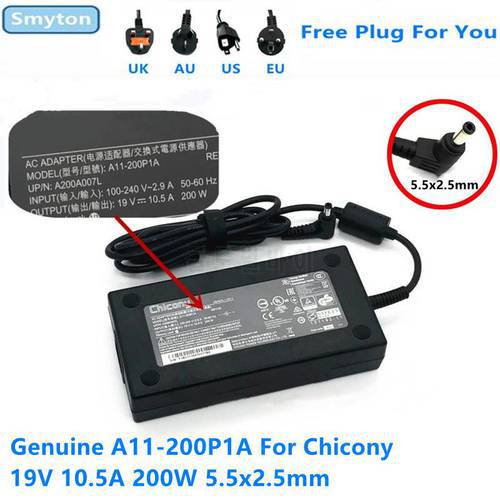 Original AC Adapter Charger For Chicony A11-200P1A 19V 10.5A 200W MSI CLEVO P650RG P670RG GIGABYTE 15X V6 Laptop Power Supply