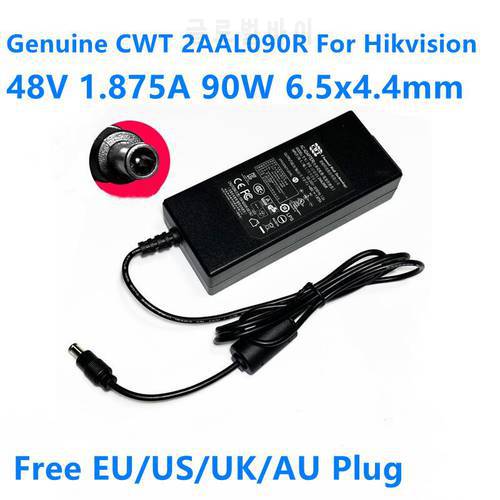 Genuine CWT 2AAL090R 48V 1.875A 90W CAM090481 AC Adapter For Hikvision POE Hard Disk Video Recorder NVR Monitoring Power Supply