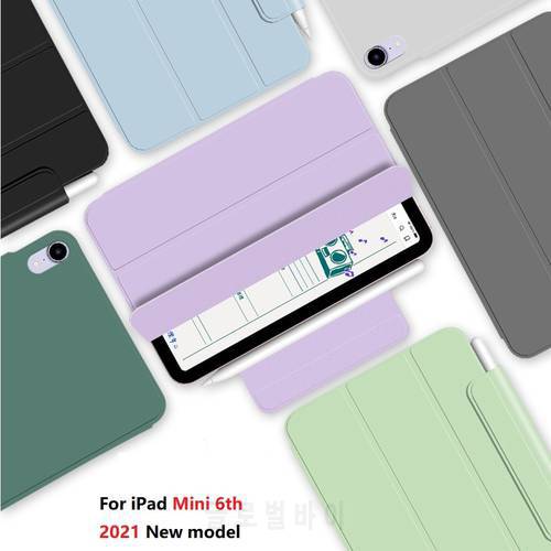 Magnetic Suction Double Sided Clip Case For iPad Mini 6 Mini6 2021 Cover Support Apple Pencil Charge Smart Auto Wake UP Funda