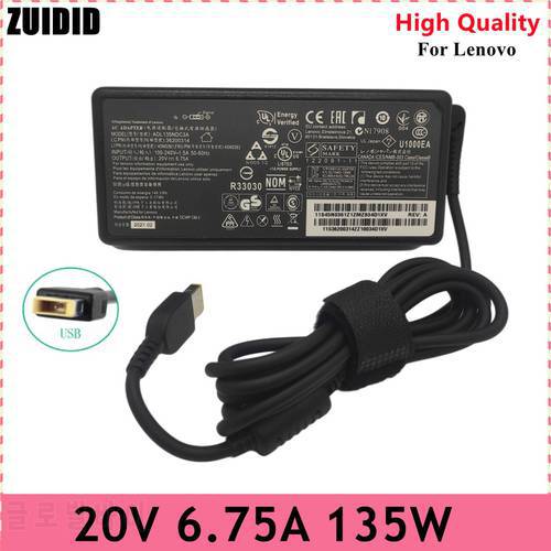 Laptop Adapter 135W 20V 6.75A USB C Notebook Charger for Lenovo T440p Y50-70 R720 Y700 T540p P51 P52 S5 ADL135NLC3A Power Supply