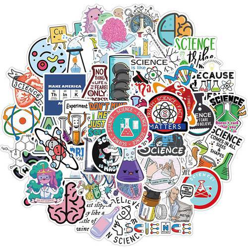 50Pcs/Pack Science Chemistry Biology Laboratory Research Stickers For Furniture Wall Desk Chair Computer Laptop Motorcycle