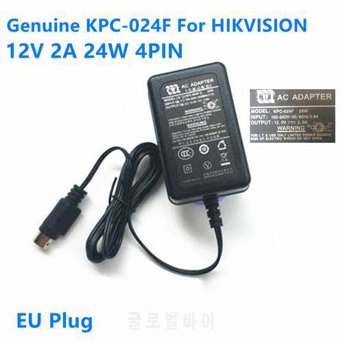 Original CWT 24W 12V 2A 4PIN KPC-024F Power Supply AC Adapter For Hikvision DS-7204HWI-SH Economic WD1 DVR LTD8308T-FT Charger