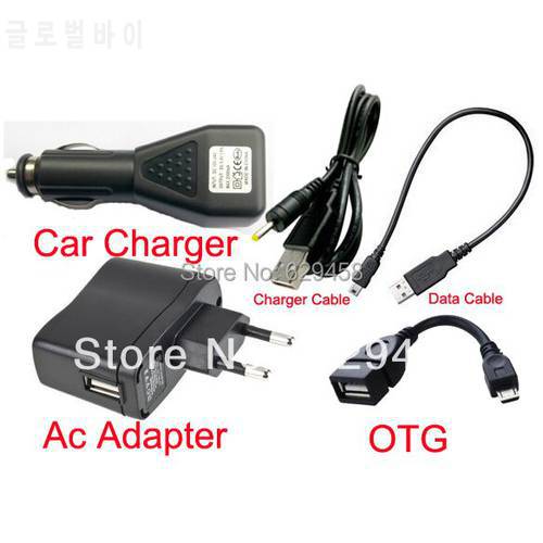EU Plug Wall Charger Adapter 5V 2A + DC Car Charger USB Port + Data Cable for Chuwi pad mini V88 HX-666 HX666 Tablet PC