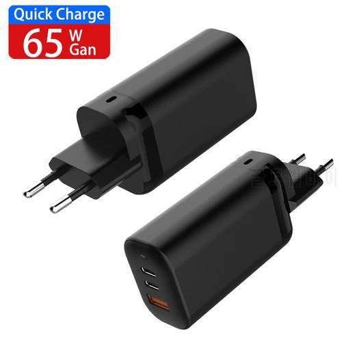 45W 65W GaN Charger Quick Charge 3.0 Type C PD USB Charger with QC 3.0 Portable Fast Charger for Macbook Huawei Xiaomi Lenovo