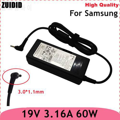 19V 3.16A 3.0*1.1mm PA-1600-96 AC Charger Notbook Adapter for Samsung ATIV Book 7 NP740U3E 35X0AA 340XAA 530U4E 540U4E 680Z5E