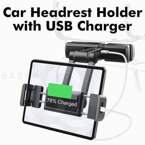 SMOYNG Foldable Car Back Seat Headrest Tablet Phone Car Holder Stand With USB Charger Support For Xiaomi iPhone iPad Car Mount