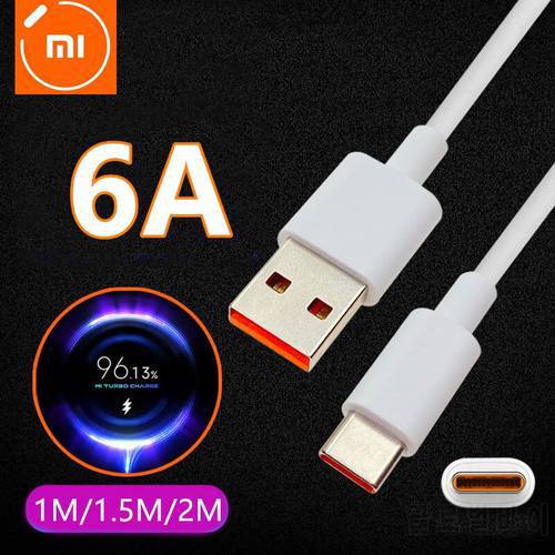 Original Type C Xiaomi Cable 6A Fast Charge Mi 12 11 11T Poco M3 X3 X4 NFC F3 F4 Redmi Note 10 11 Pro Phone Turbo Charger Cable