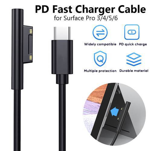 1.5M 15V 3A PD Fast Charging Charger USB Type C Power Supply Charger Adapter Cable for Microsoft Surface Pro 3 4 5 6 GO Book 2