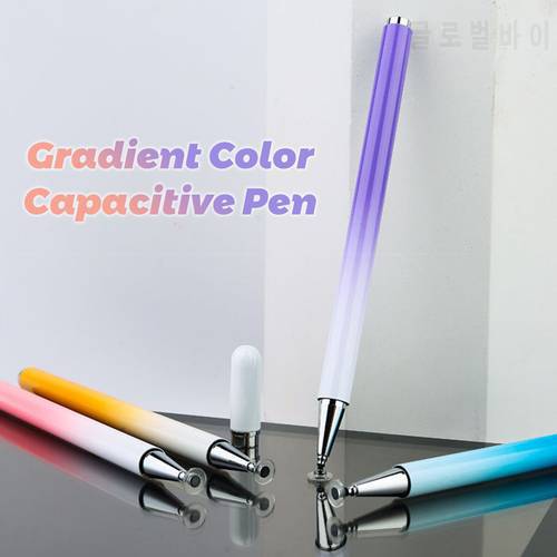 Gradient Color Stylus Pen For Ios Android Touch Screens Magnetic Cap Clear Disc Capacitive Pencil With Built-in Replacement Tip