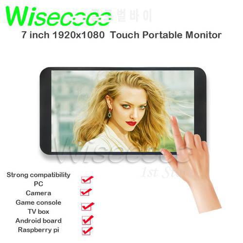 Wisecoco 7 Inch 1920x1080 IPS Touch Monitor Portable Monitor Gaming Support PS4 Camera TV Box Raspberry Pi 3 4 Android Linux SBC