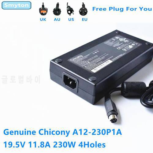 Genuine Charger A12-230P1A 230W 19.5V 11.8A 4Holes AC Adapter For Clevo Gaming Laptop P751DM P170SM GT80 GT76 P770ZM P750ZM