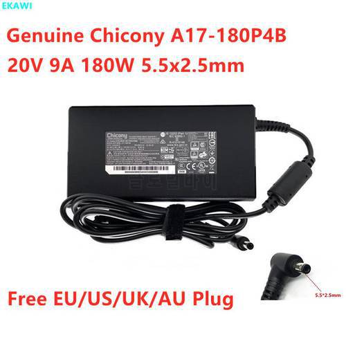 Genuine Chicony A17-180P4B 180W 20V 9A A180A051P Power Supply AC Adapter For MSI GF65 THIN 10UE WS66 WS75 Laptop Power Charger