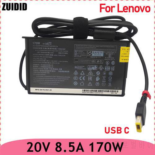 Thin 20V 8.5A 170W USB AC Adapter for LENOVO LEGION 5 Y7000/P R720-15 P50 P51 P70 P71 Y520 Y910 Y920 T440P T540P Laptop Charger