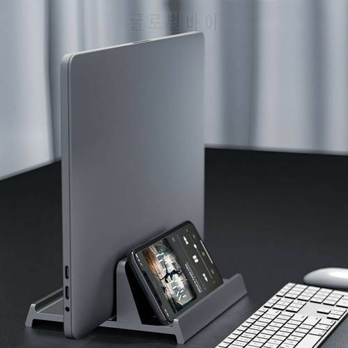 3 in 1 Vertical Laptop Stand Holder for iPad Stand Adjustable Desktop Notebook Dock Space-saving Bookshelf Bracket Tablet Holder