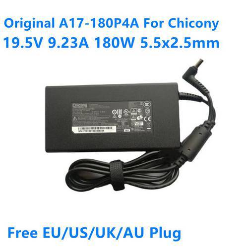 Original Chicony 19.5V 9.23A 180W Charger A17-180P4A AC Power Adapter For CLEVO P950HR N850HP6 MSI GS63VR GE72VR GS65 A15-180P1A