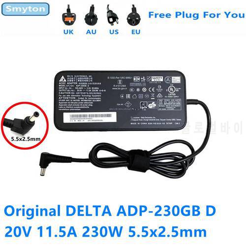Original 230W AC Adapter Charger For MSI GS66 GL75 DELTA ADP-230GB D 20V 11.5A 5.5x2.5mm Gaming Laptop Power Supply Adapter