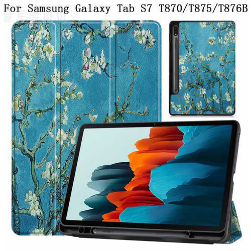 TPU Slot Pattern PU Leather Flip Tablet Case for Samsung Galaxy Tab S7 11 tabS7 T875 T870 T876B Cover Auto Sleep Stand Shell